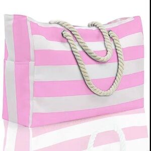 Beach Tote Bag Pink Large Capacity Zippered Waterproof with Rope Handle …